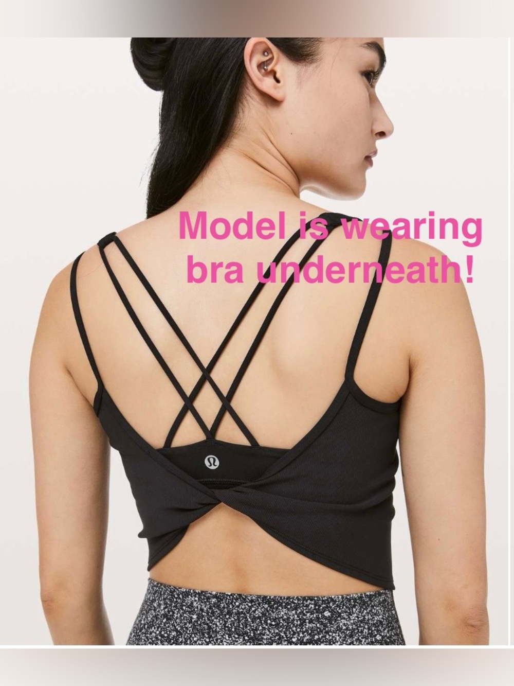 lululemon - Daily Lineup Tank in black - Ribbed Twist Back Crop Top - Like New!